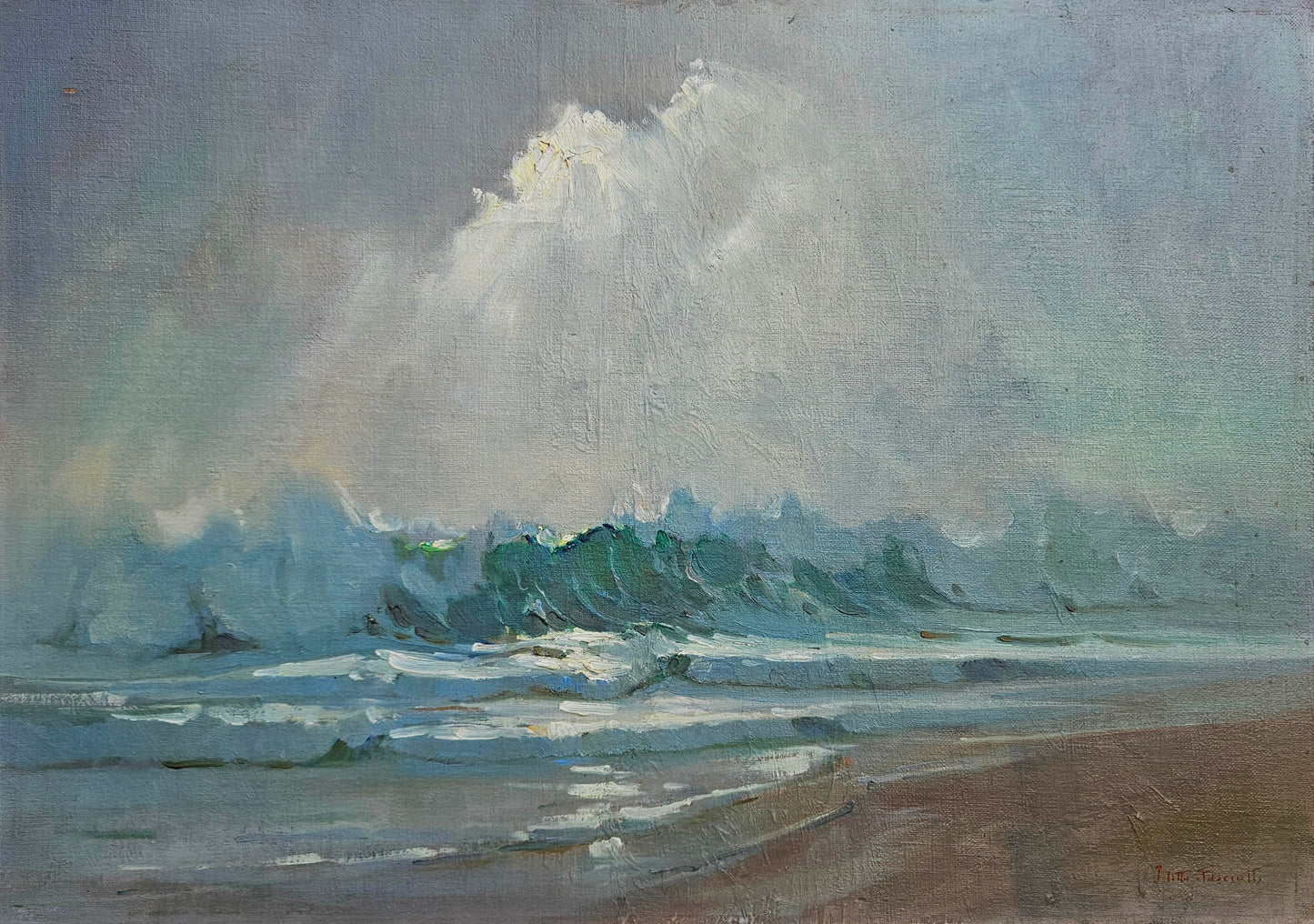 Titta Fasciotti - Seascape with crashing waves, 60x45cm