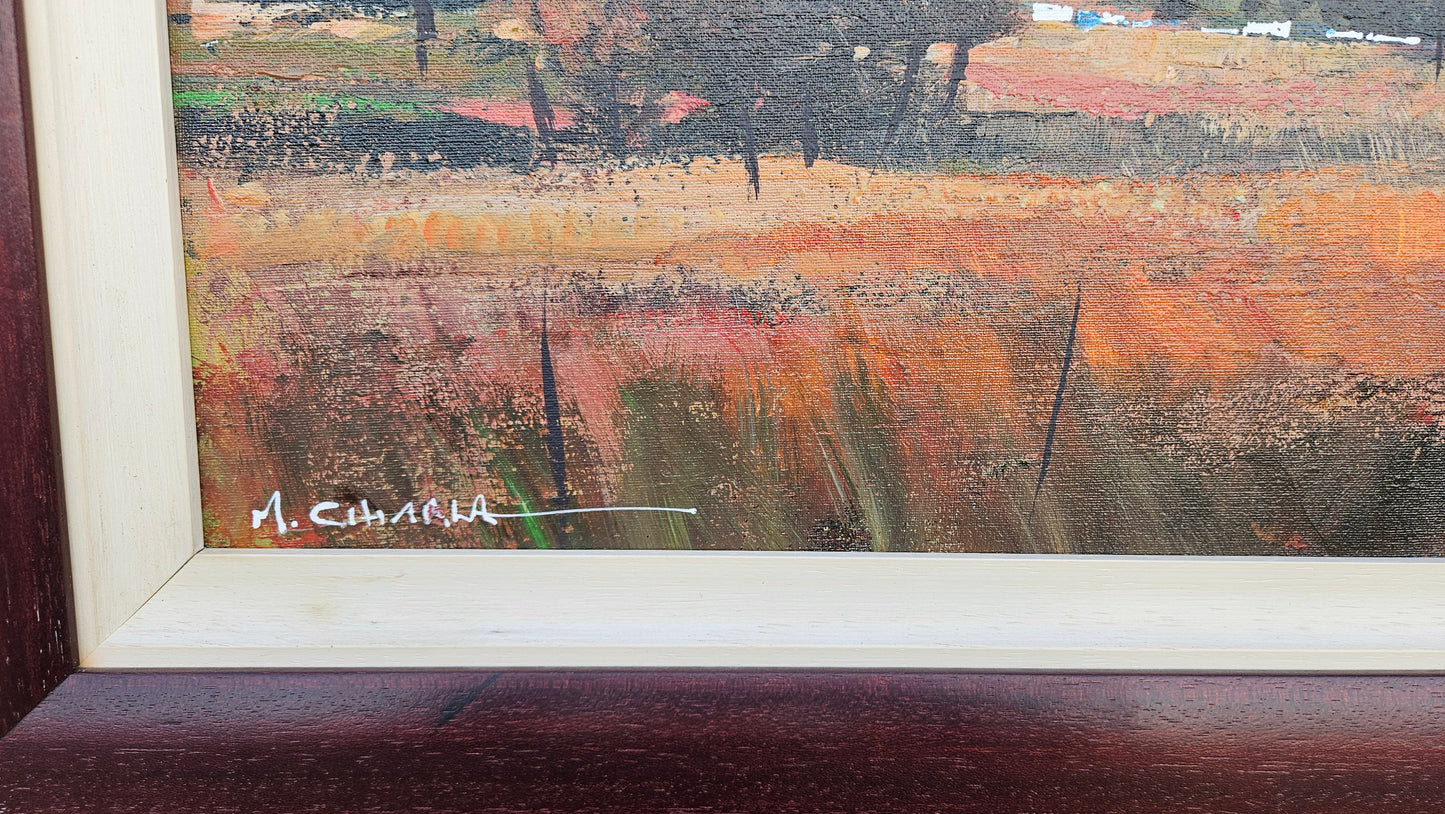 Mauro Chiarla - Colourful Red and Blue Landscape, 60 x 45cm