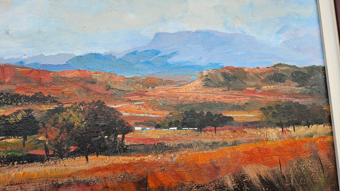Mauro Chiarla - Colourful Red and Blue Landscape, 60 x 45cm