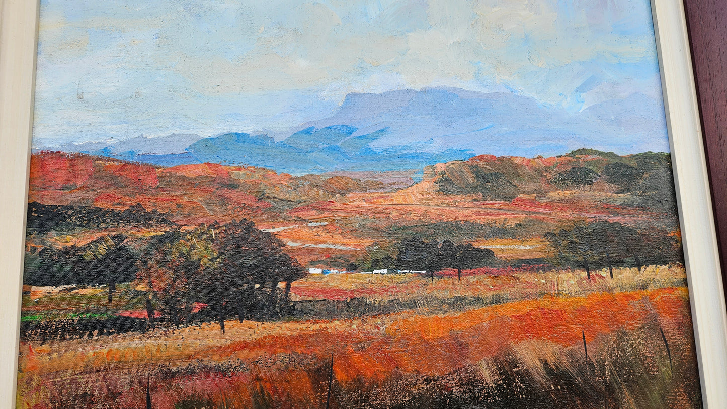 Mauro Chiarla - Colourful Red and Blue Landscape, 60 x 45cm