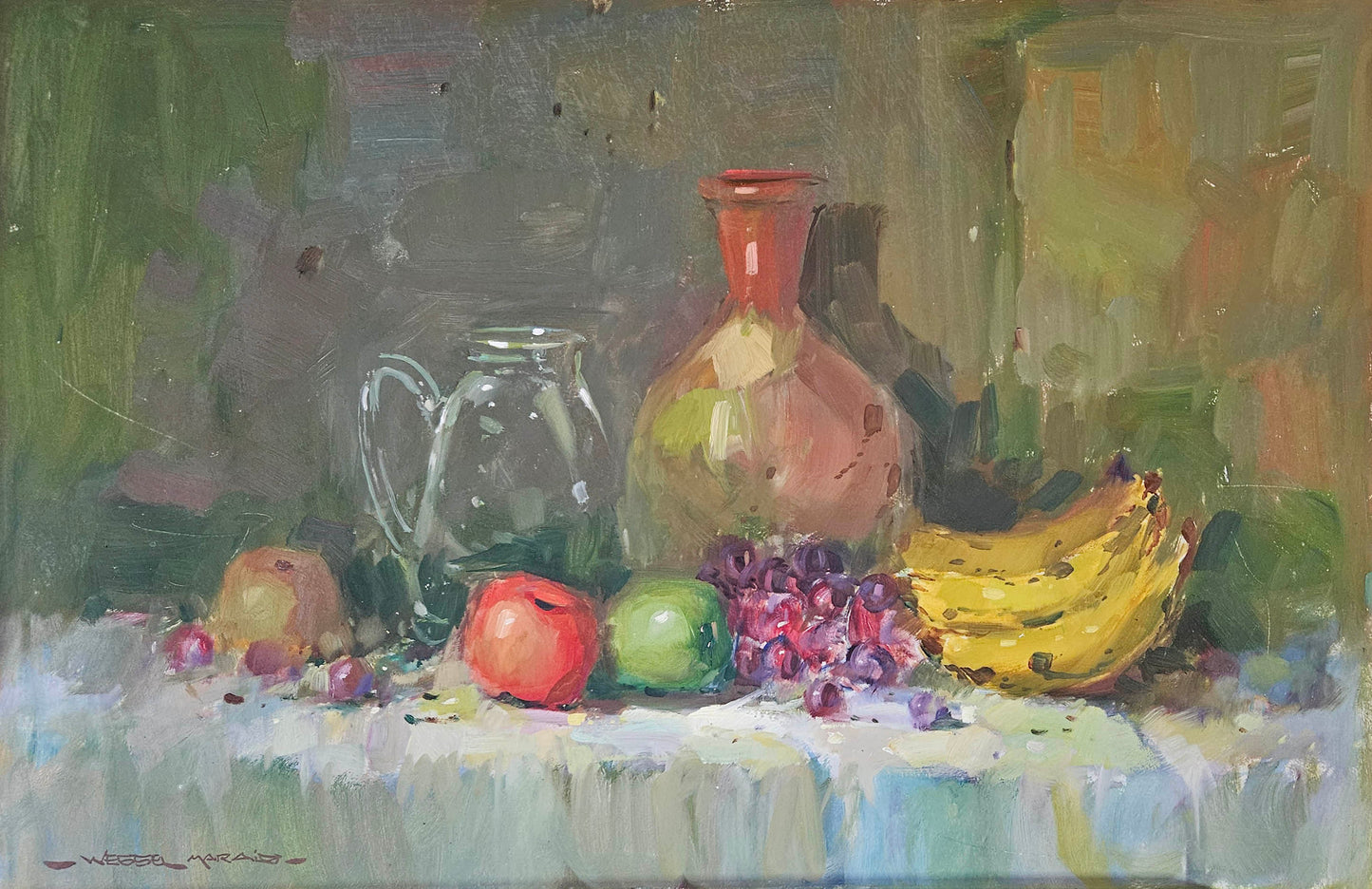 Wessel Marais - Large Still Life with fruits, 75x50cm