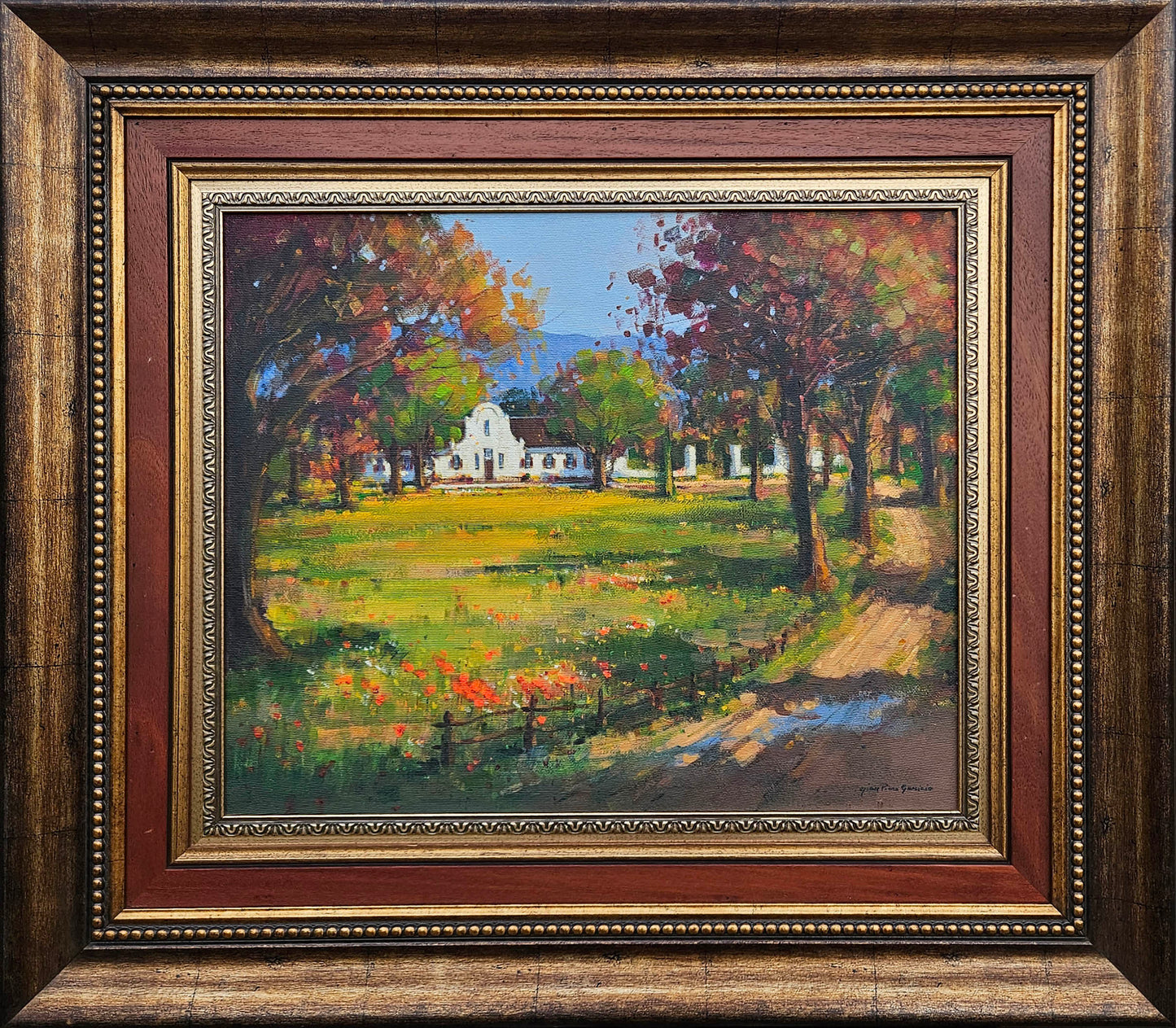 Gian-Piero Garizio - Cape Dutch Farmstead in forest, 59x49cm
