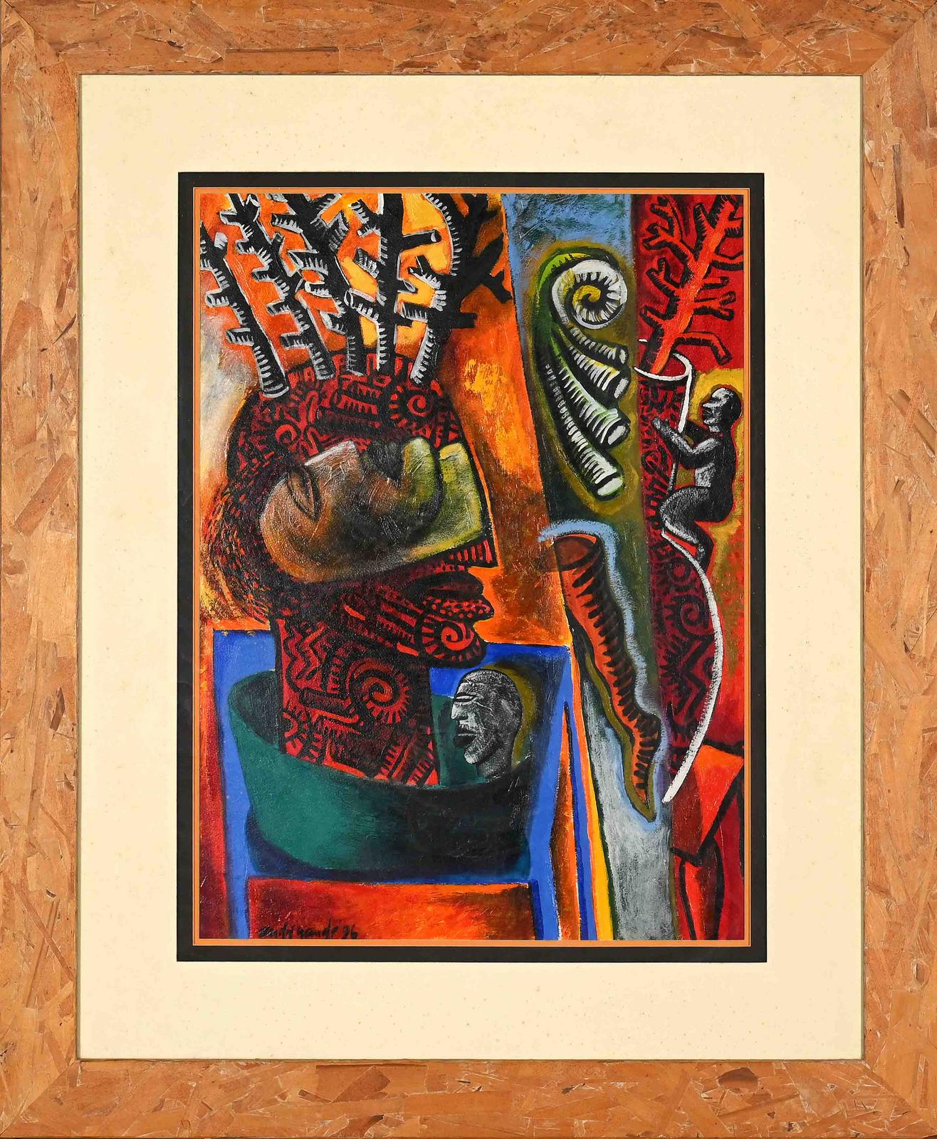 Andre Naude - Large Mixed Abstract 74x54cm