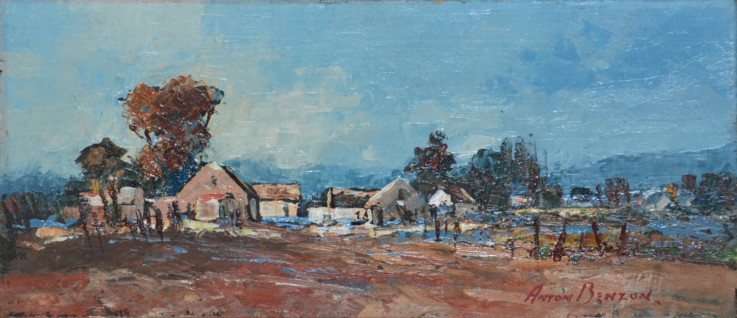 Anton Benzon - Small rural landscape, 32x14cm