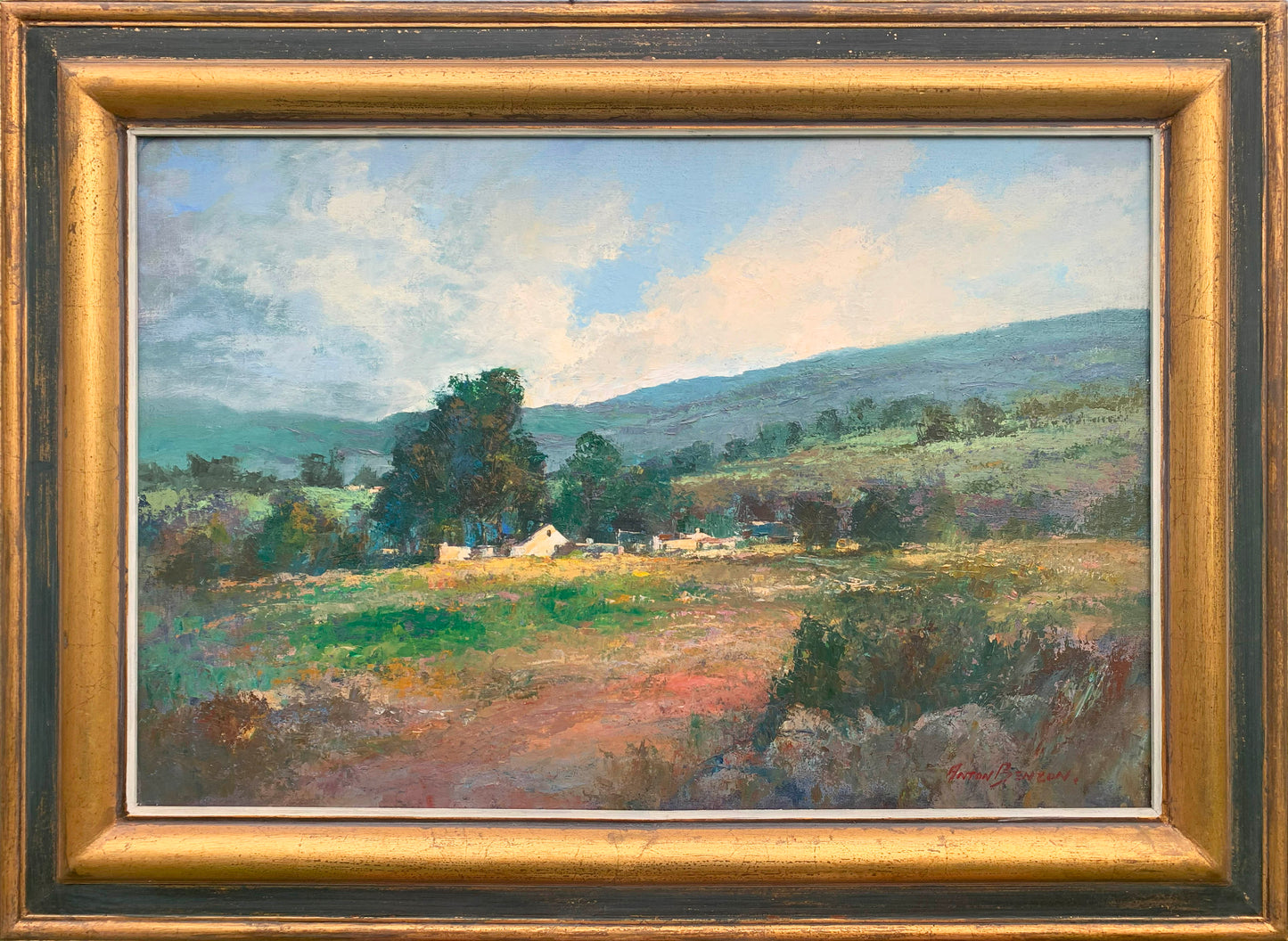 Anton Benzon - Large colourful landscape, 90x60cm