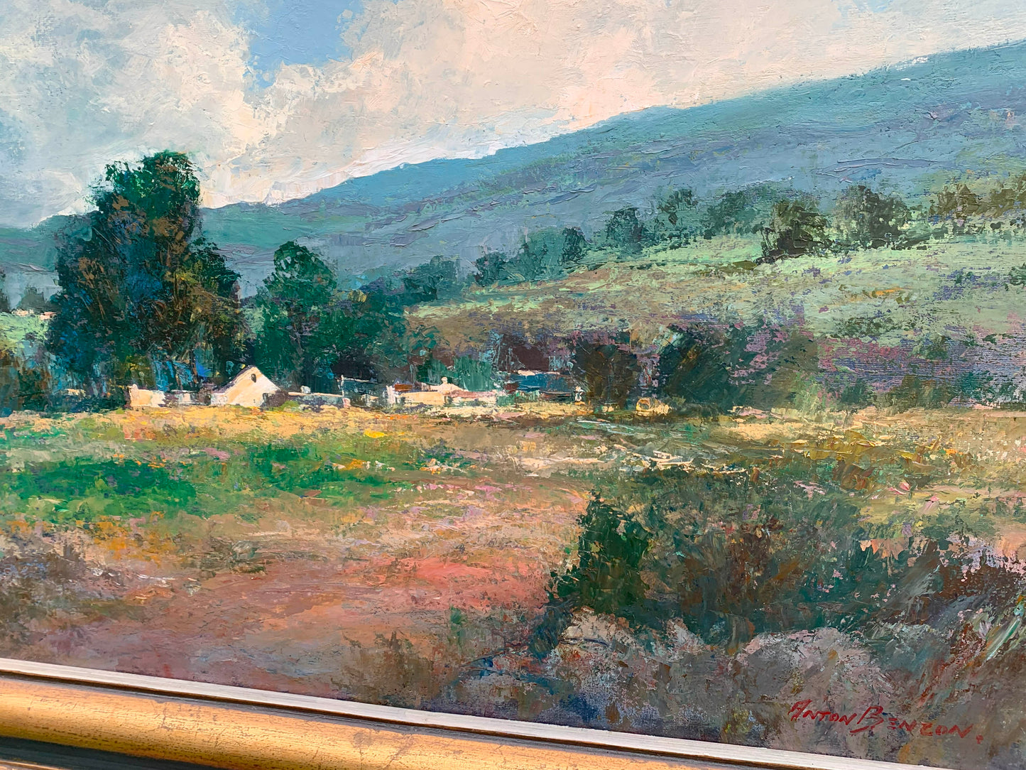 Anton Benzon - Large colourful landscape, 90x60cm