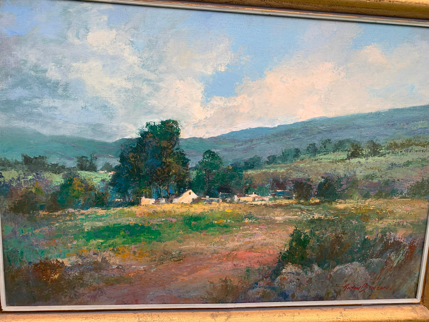 Anton Benzon - Large colourful landscape, 90x60cm