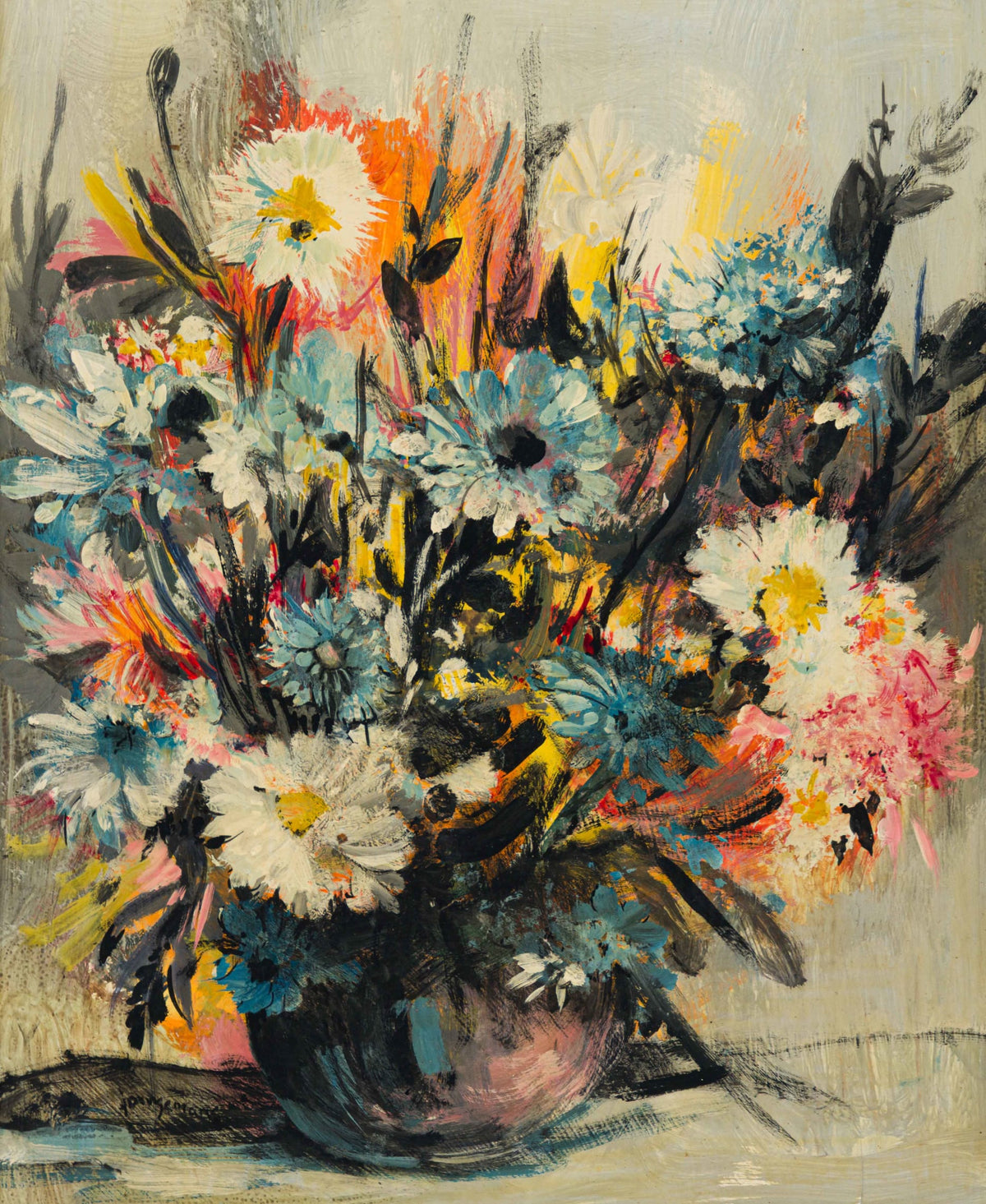 Jan Dingemans - Beautiful Still Life Flowers, 50x40cm