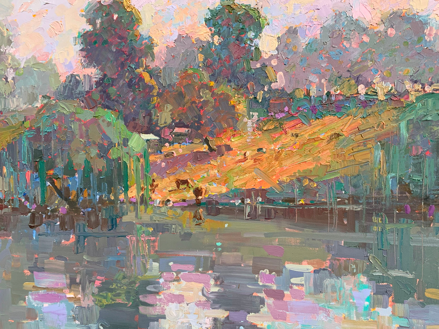 Mike Parsons - Huge Colourful Lake Scene 130 x 100cm