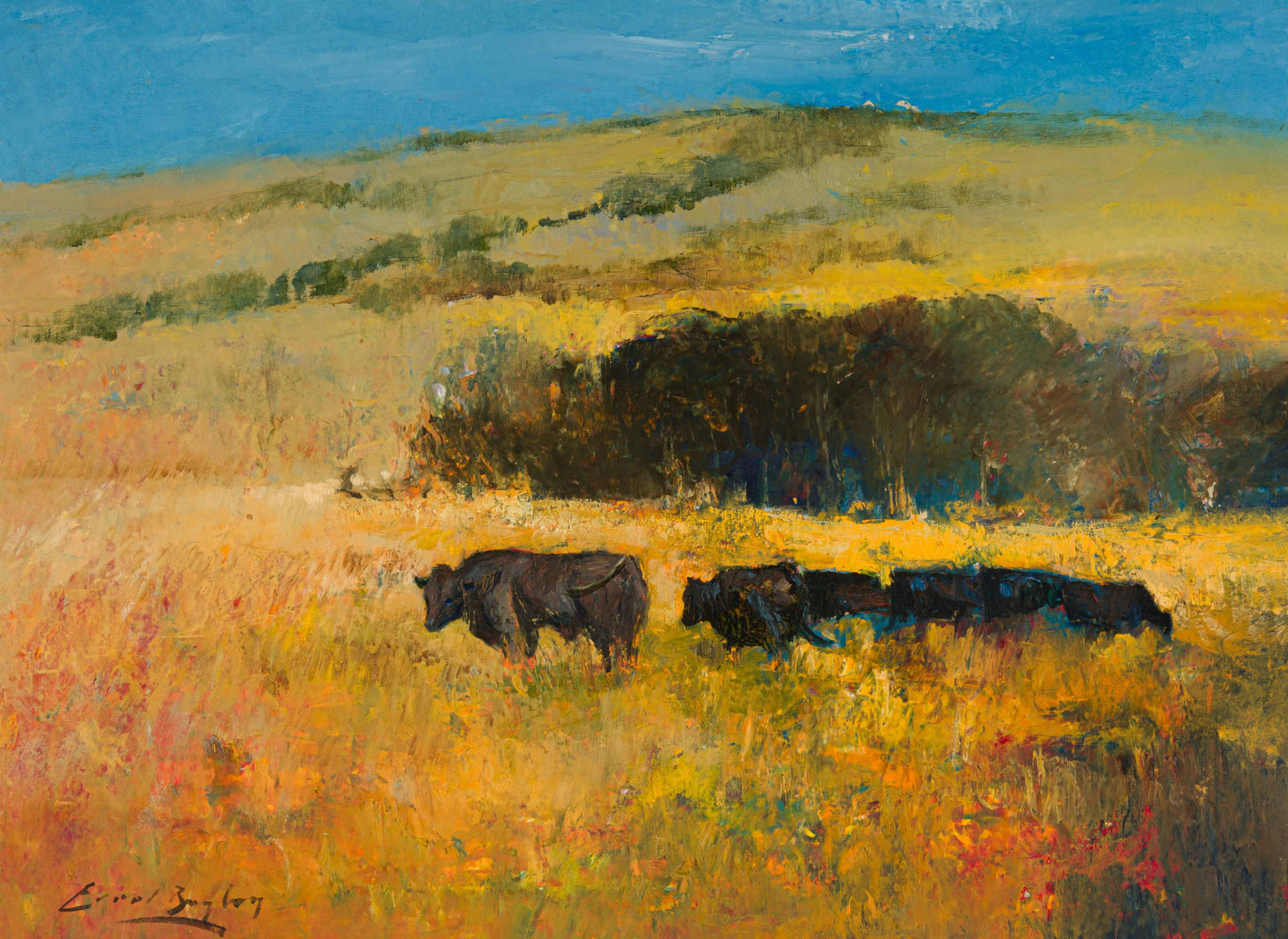 Errol Boyley - Cattle in a landscape, 75x50cm