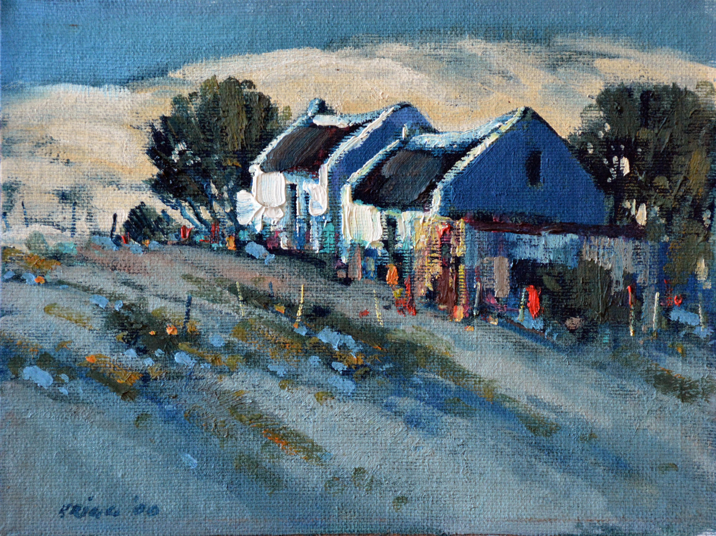 Mel Brigg - Small Coastal Fisherman Huts , 22x16cm