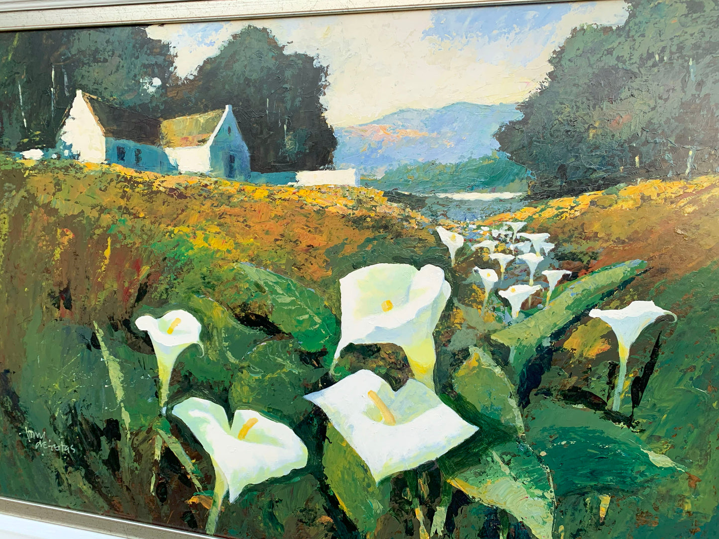 Tony de Freitas - Lovely large modern Lily Landscape, 90x60cm