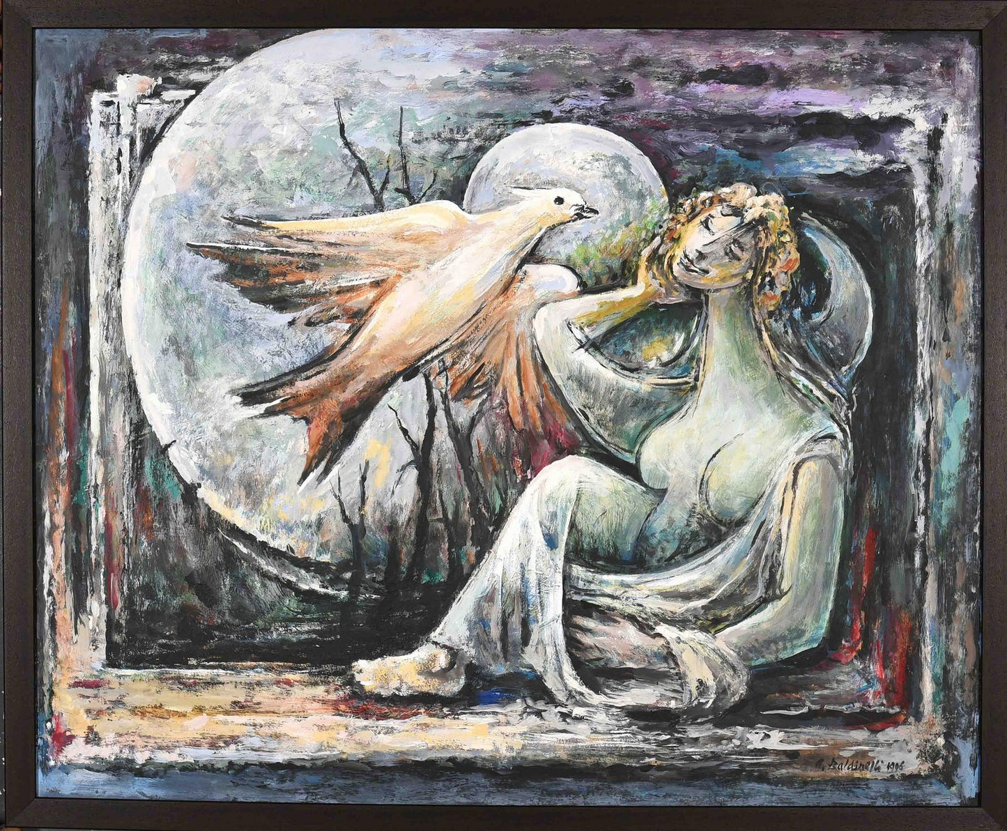 Armando Baldinelli - Women with bird in flight, 116x98cm