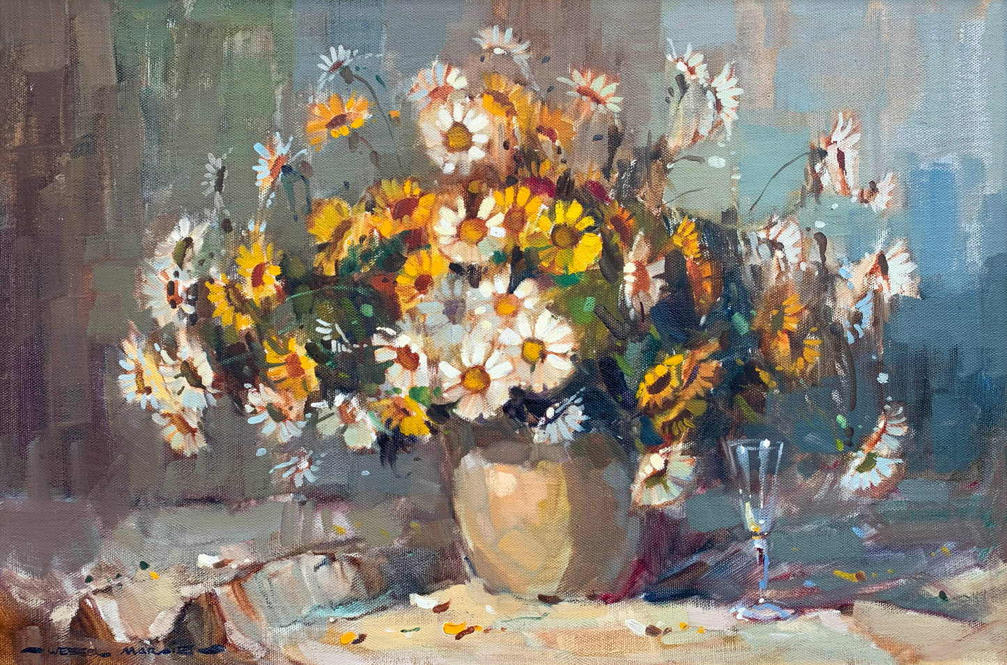 Wessel Marais - Magnificent Still Life Flowers in Vase, 75x50cm