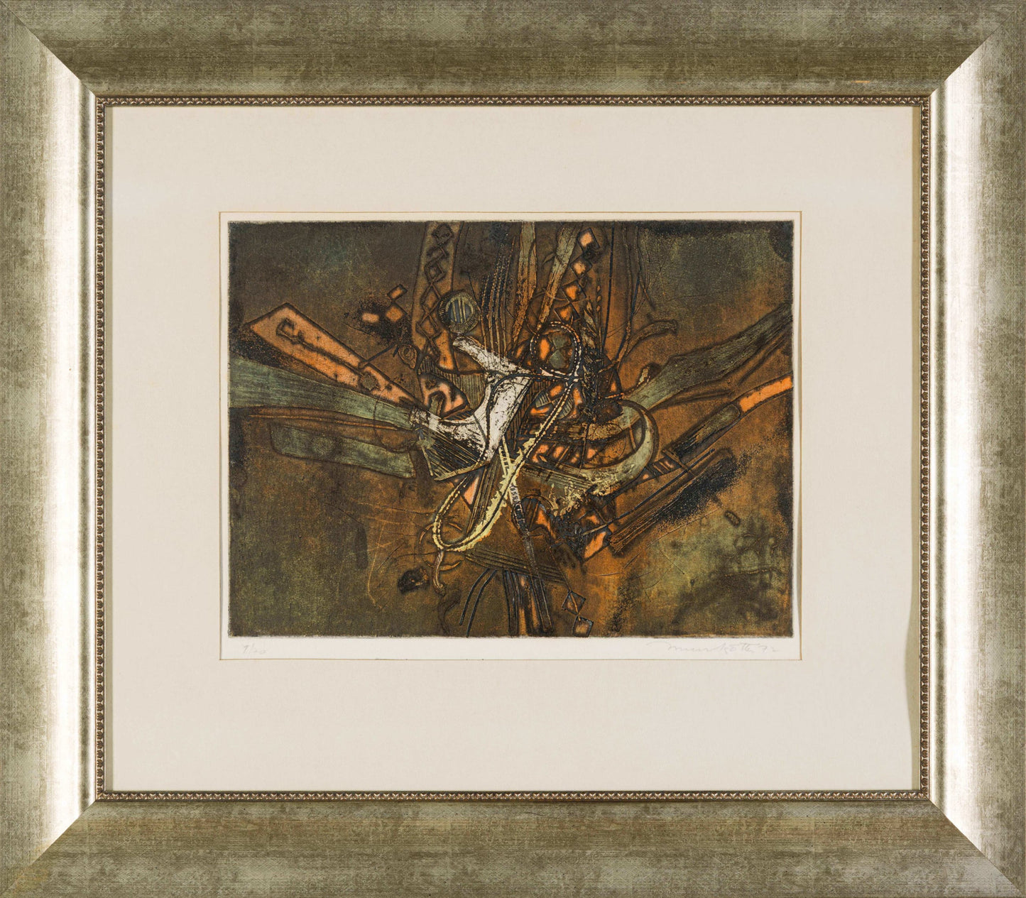 Dirk Meerkotter, Brown and Amber Multi plate Etching, 40x30cm