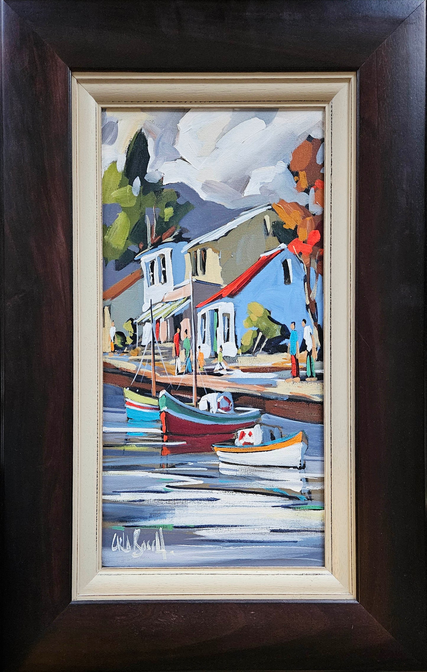 Carla Bosch - Boats on the Wharf, 60x30cm