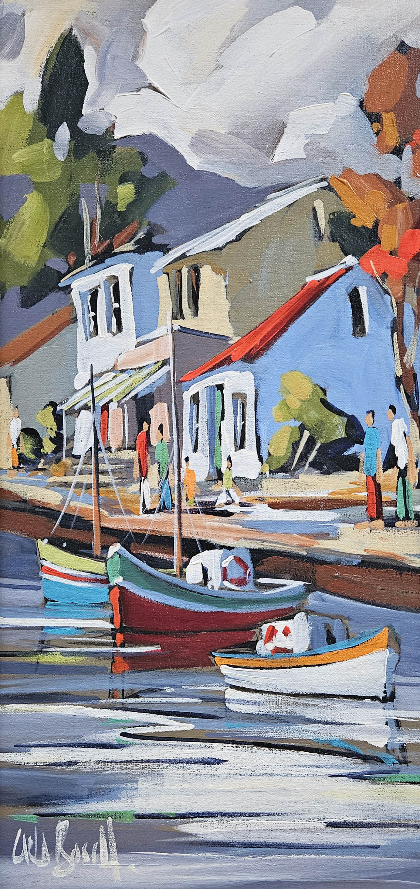 Carla Bosch - Boats on the Wharf, 60x30cm