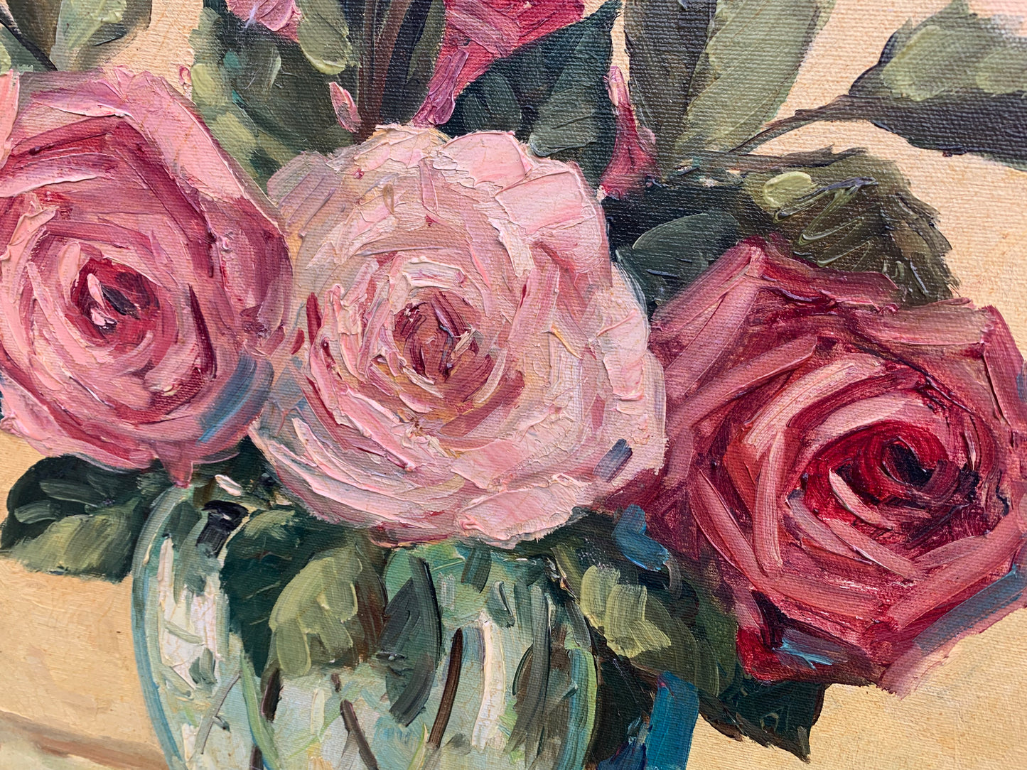 Carlo Sdoya - Roses in vase still life, 60x50cm