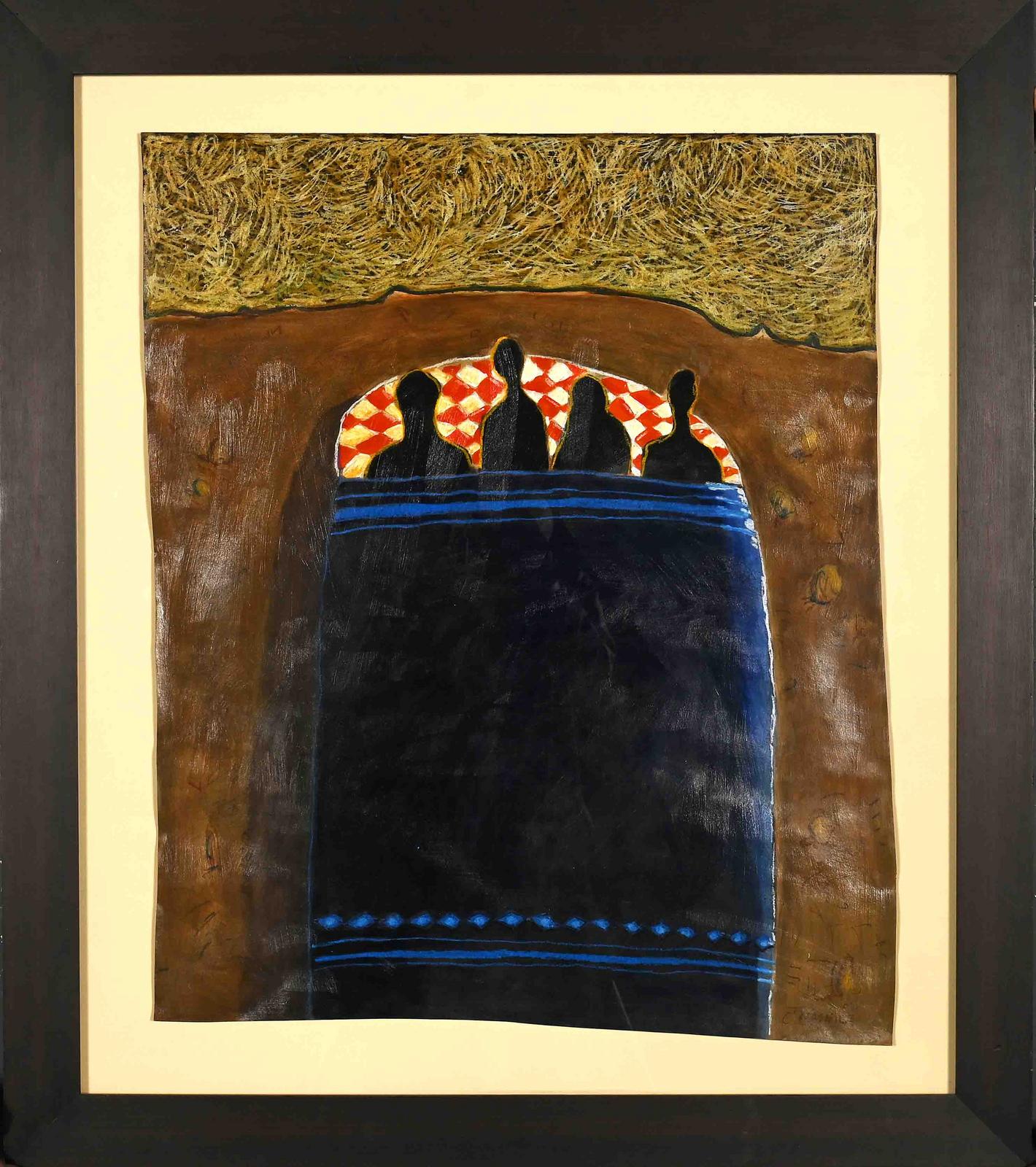 Colbert Mashile - Figures in Blanket, 100x80cm