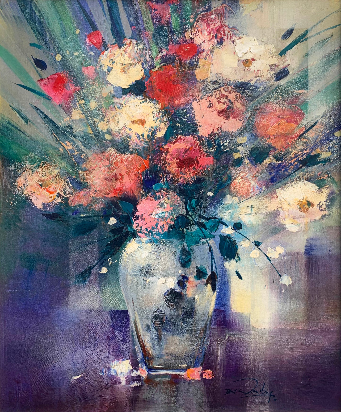 Derric van Rensburg - Beautiful Rare Still Life Flowers, 77x63cm