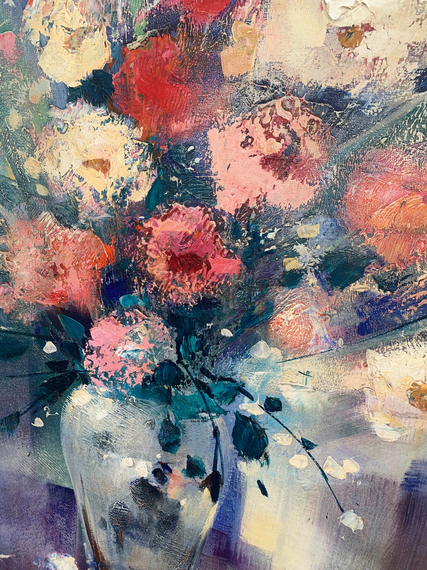Derric van Rensburg - Beautiful Rare Still Life Flowers, 77x63cm