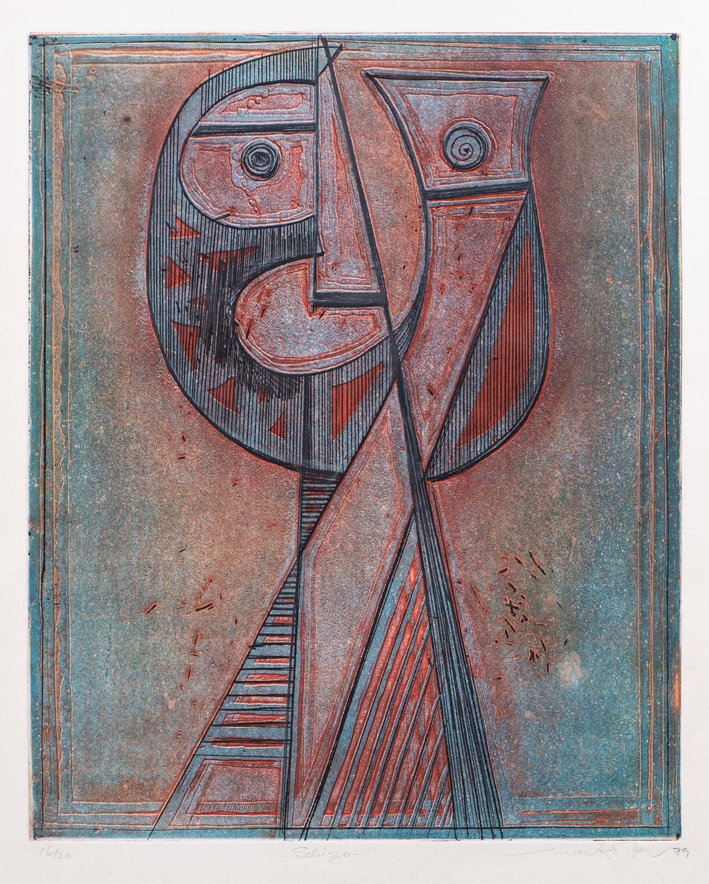 Dirk Meerkotter, Skizo, Multi plate Etching, 65x50cm