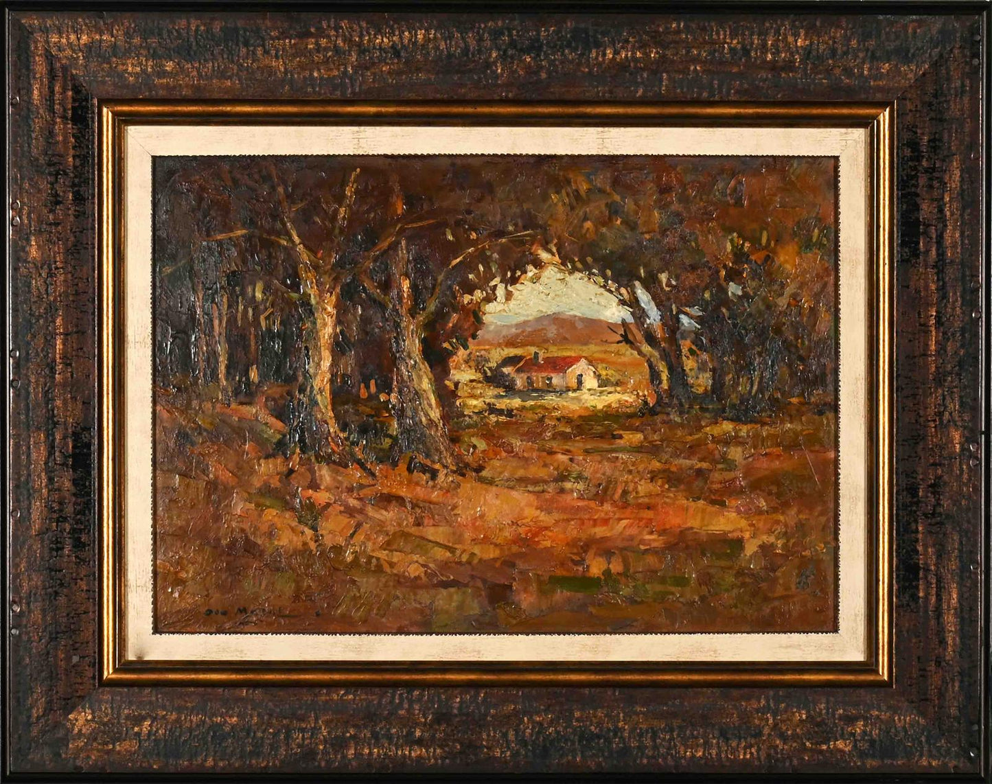 Don James Madge - Moody farmhous in clearing, 50x35cm