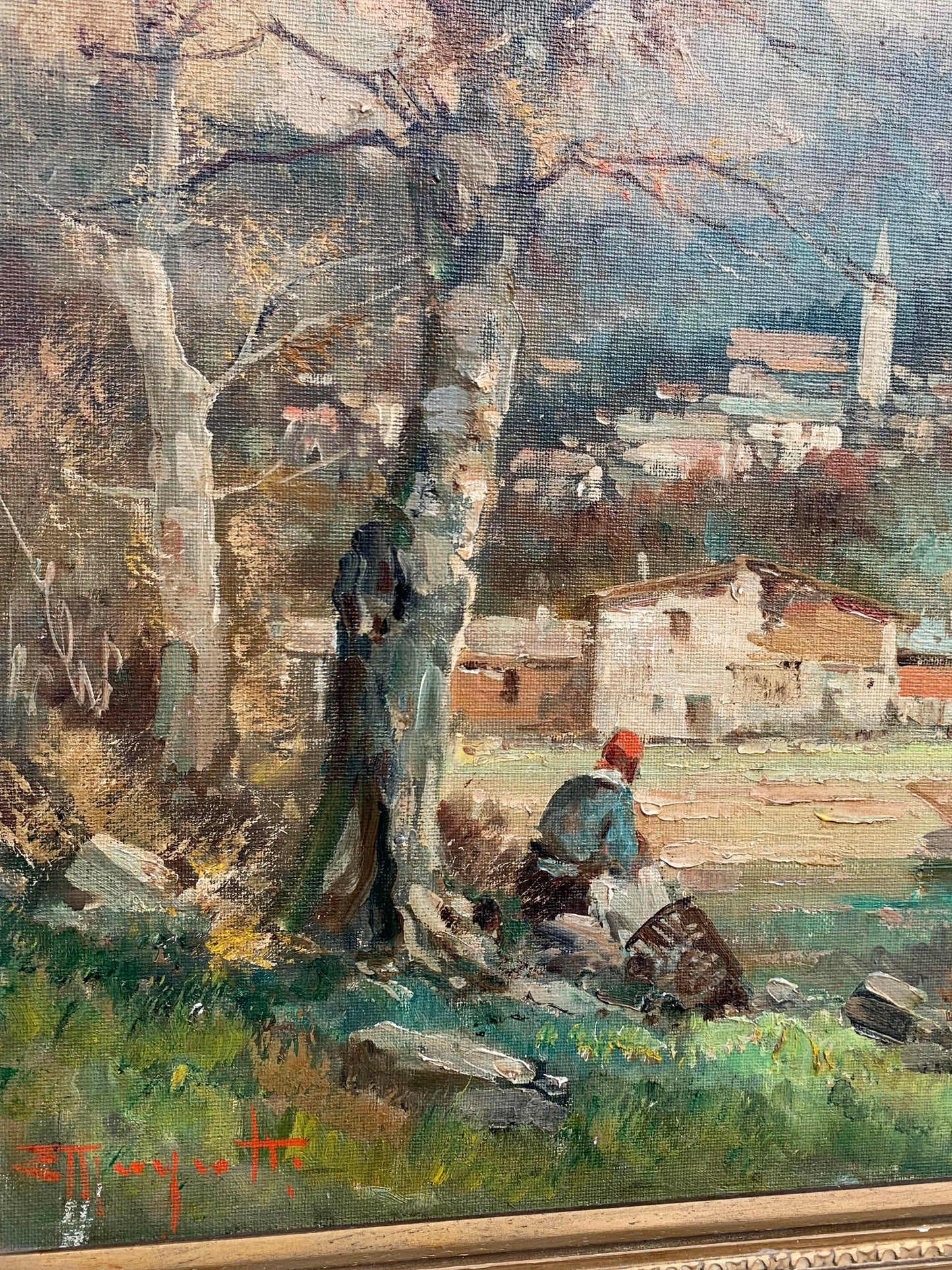 Ercole Magrotti - Man seated by a lake, 48x38cm