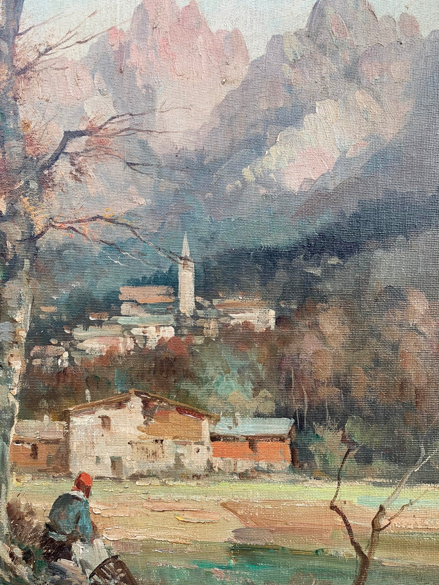 Ercole Magrotti - Man seated by a lake, 48x38cm