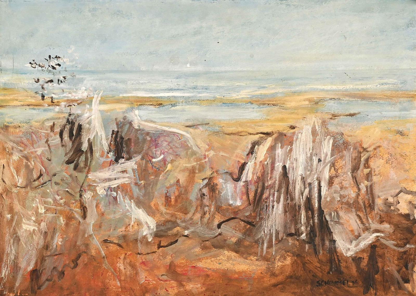 Fred Schimmel - Abstract Spring Flowers by the Ocean, 70x50cm