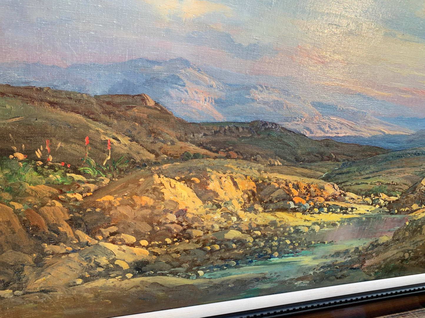Gabriel de Jongh - Large Colourful Mountain Landscape, 90x60cm