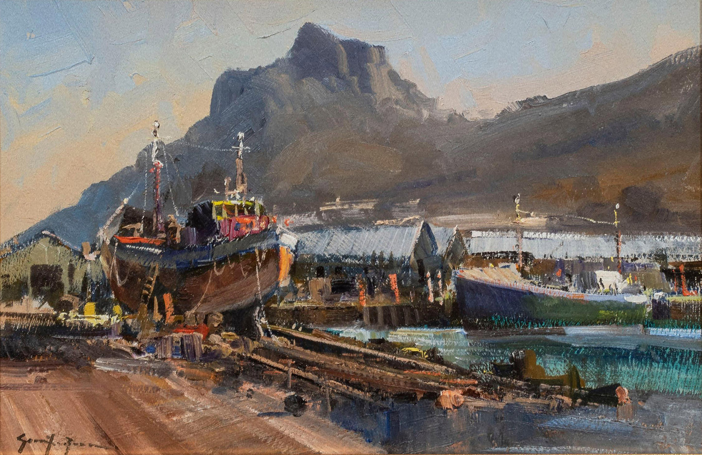 Gerrit Roon - Small Harbour Scene, 30x20cm