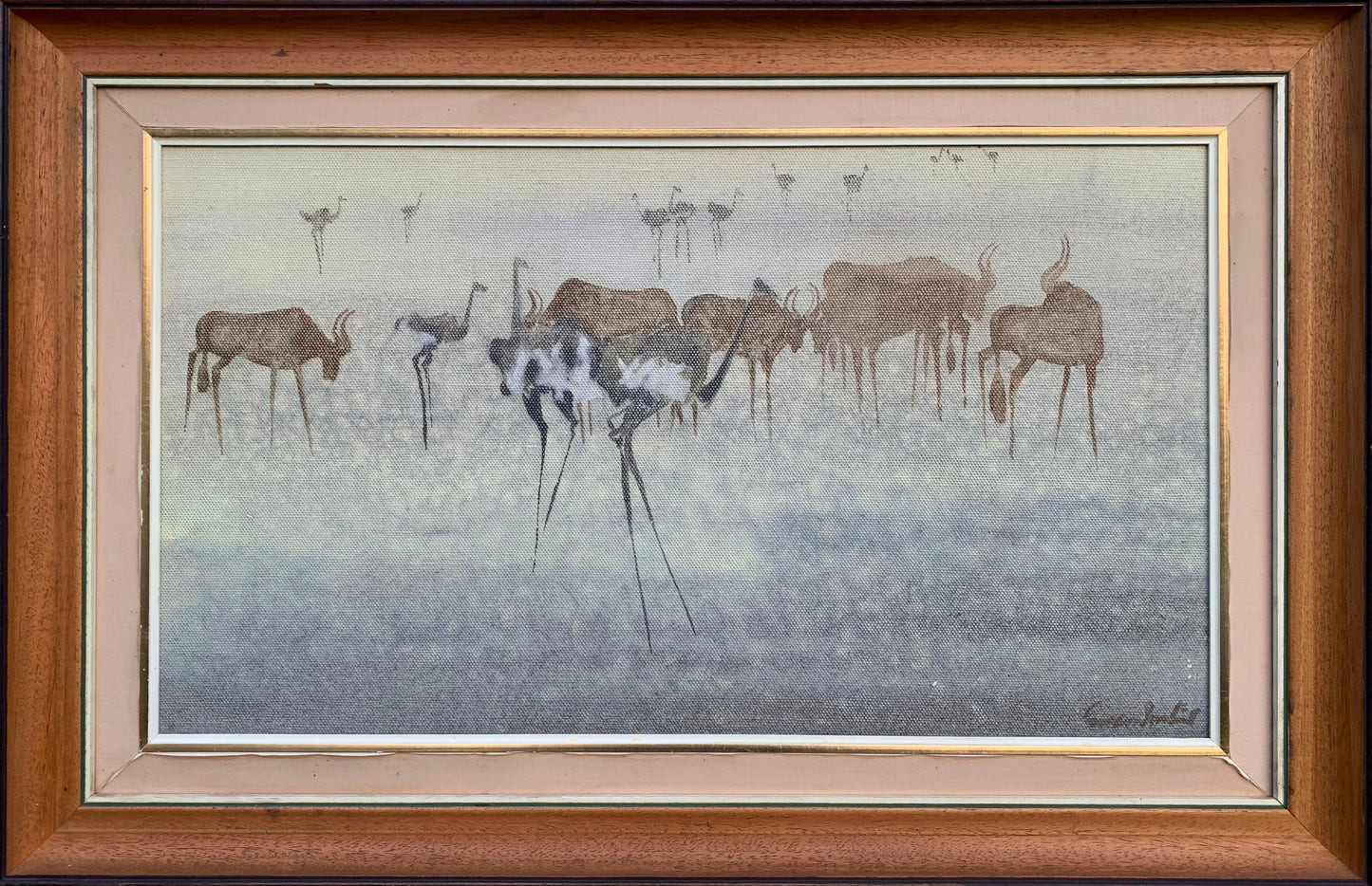 Gordon Vorster - Ostrich and Buffalo, 65x45cm