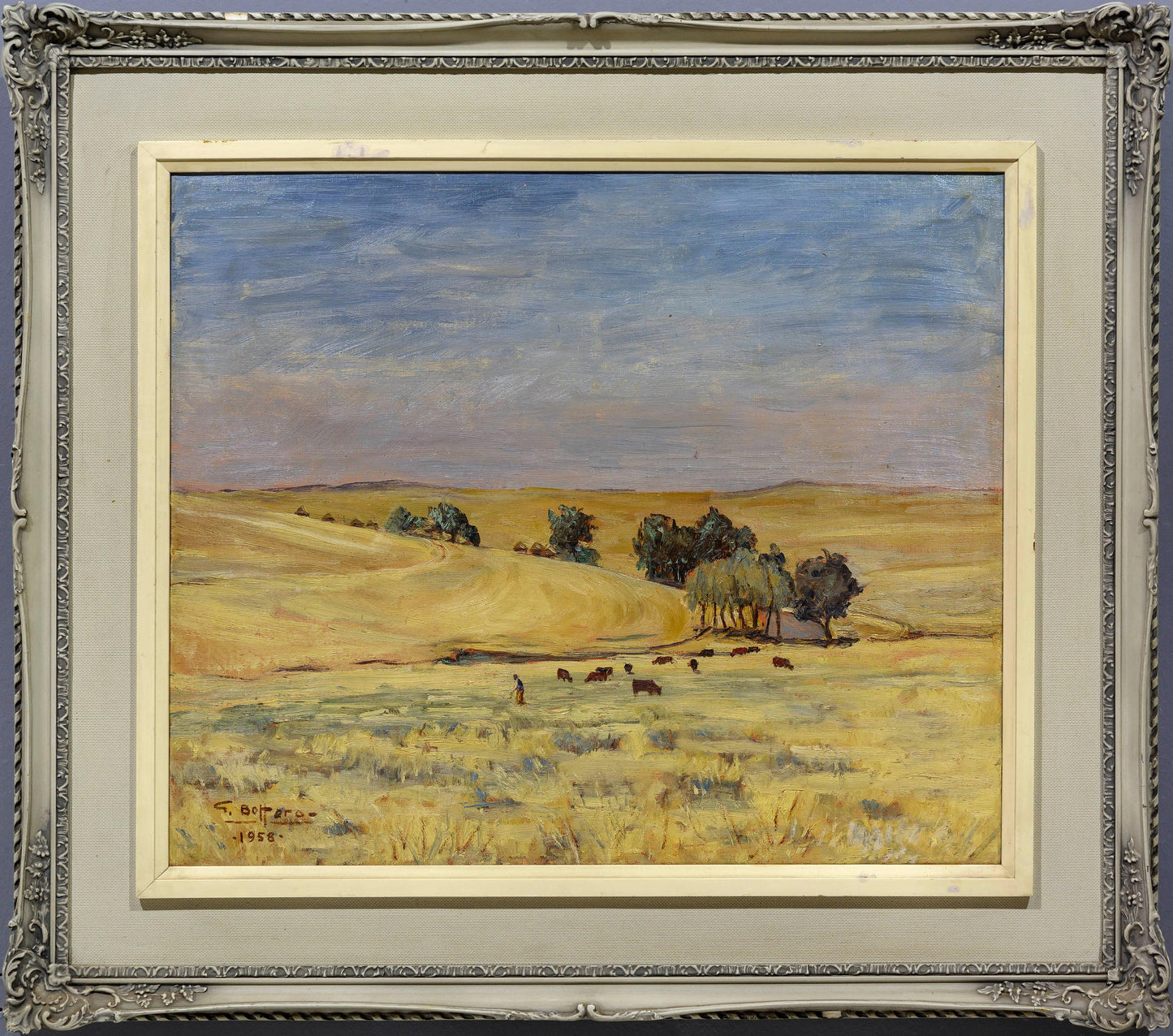 Giuseppe Bottero - Cows in grassy fields, 61x50cm