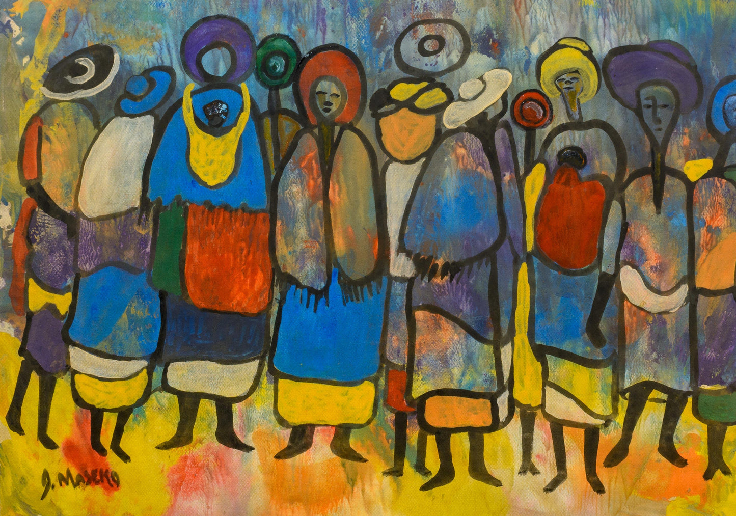 Joe Maseko - Gathering, 68x48cm