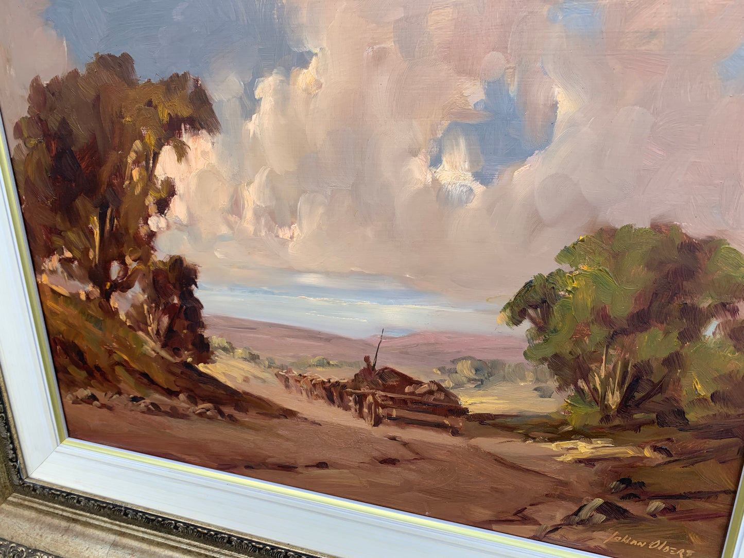 Johan Oldert - Donkey Cart on country road, 50x35cm