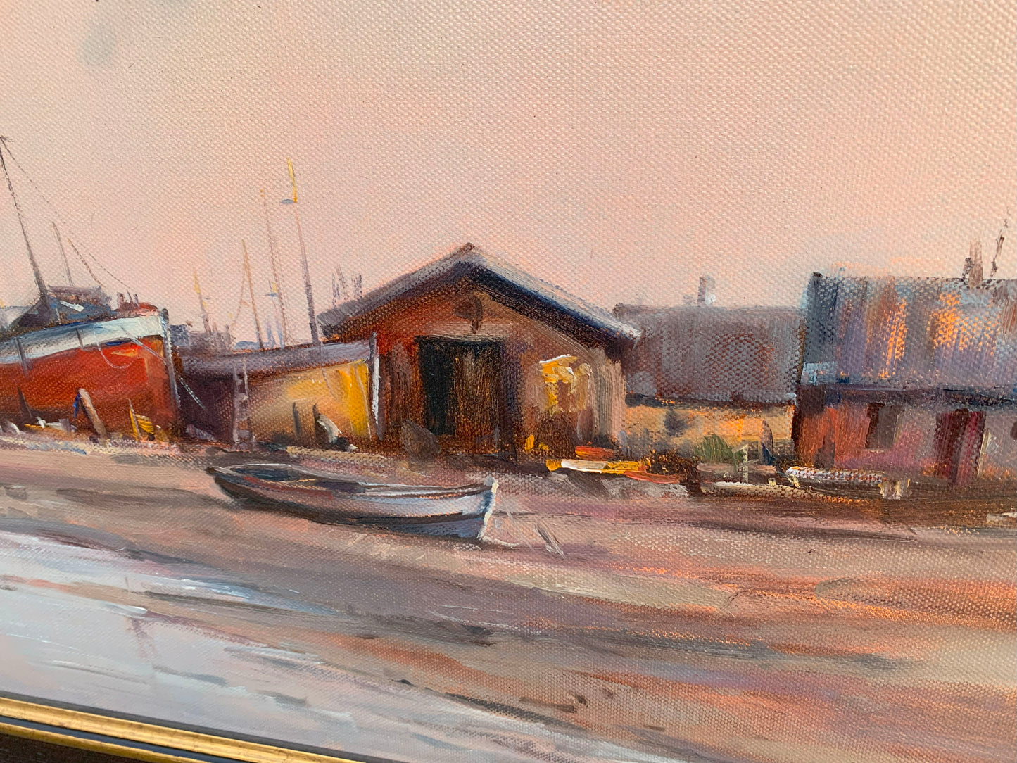Ignatius Marx - Boats on the shoreline at sunset, 75x50cm