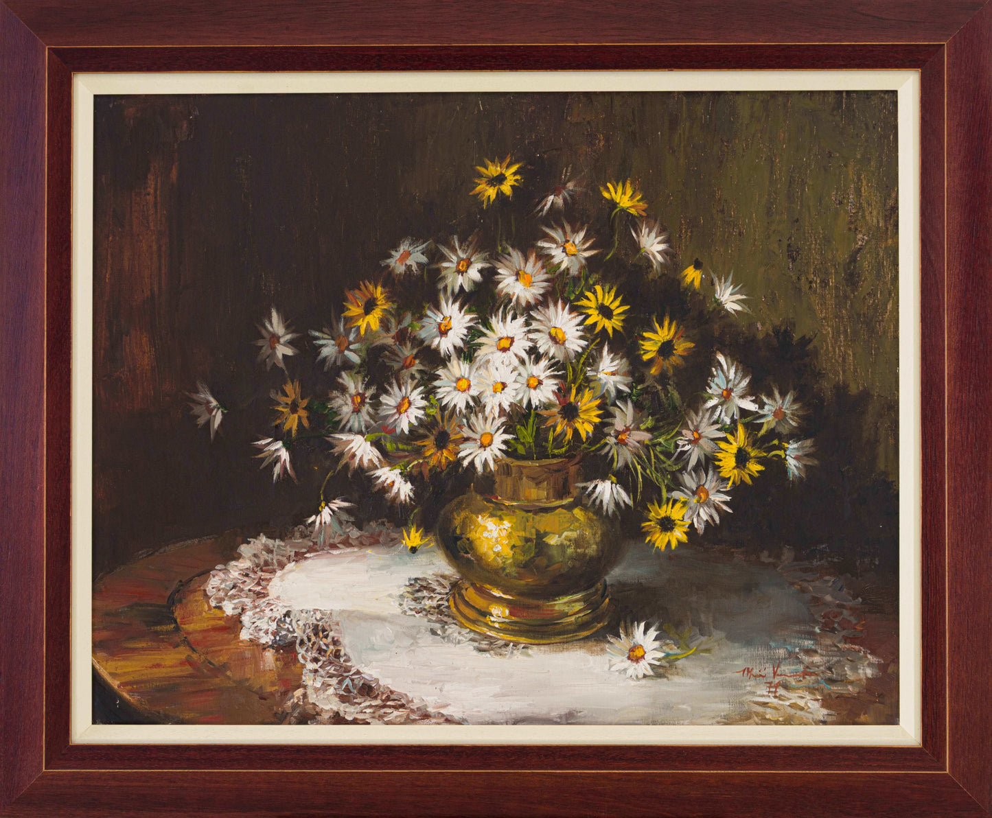 Marie Vermeulen Breedt - Large Daisies in Copper Vase 95x75