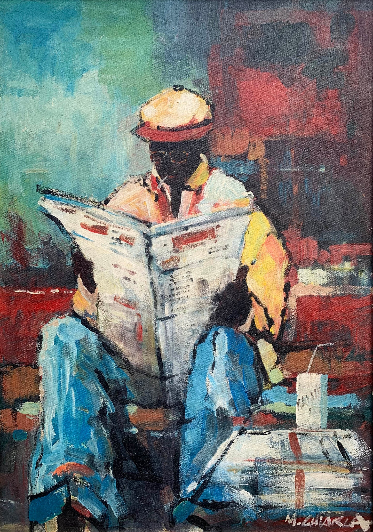 Mauro Chiarla - Newspaper Reader, 70 x 50cm