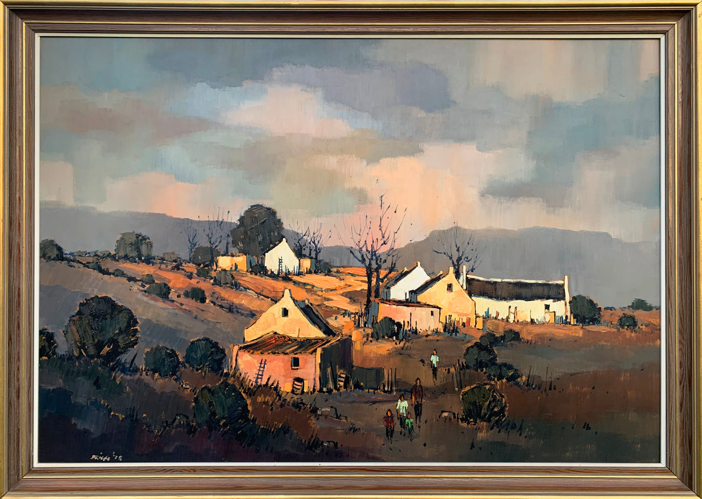 Mel Brigg - Large Village Scene in evening light, 110x75cm