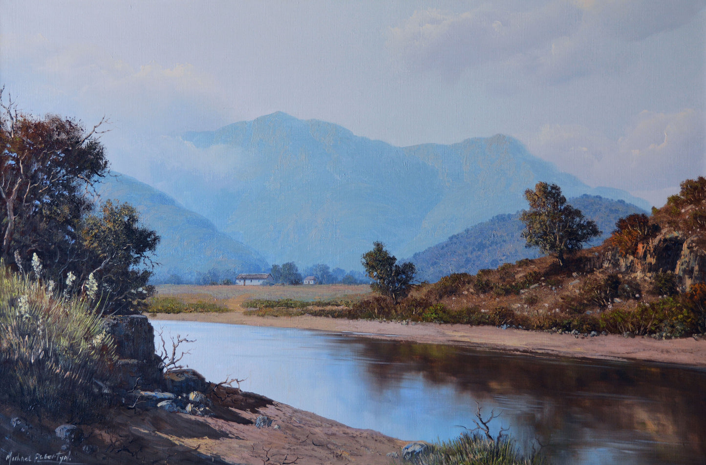 Michael Albertyn, Serene River Valley Scene, 90x60cm