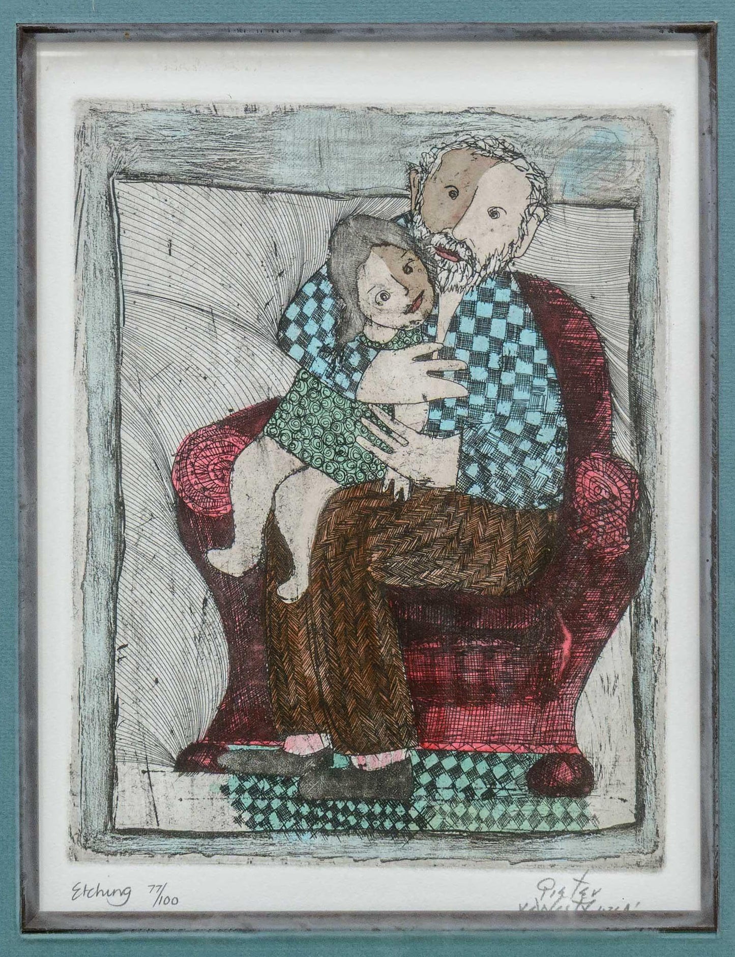 Pieter van der Westhuizen, Grandfather, Etching, 28x21cm