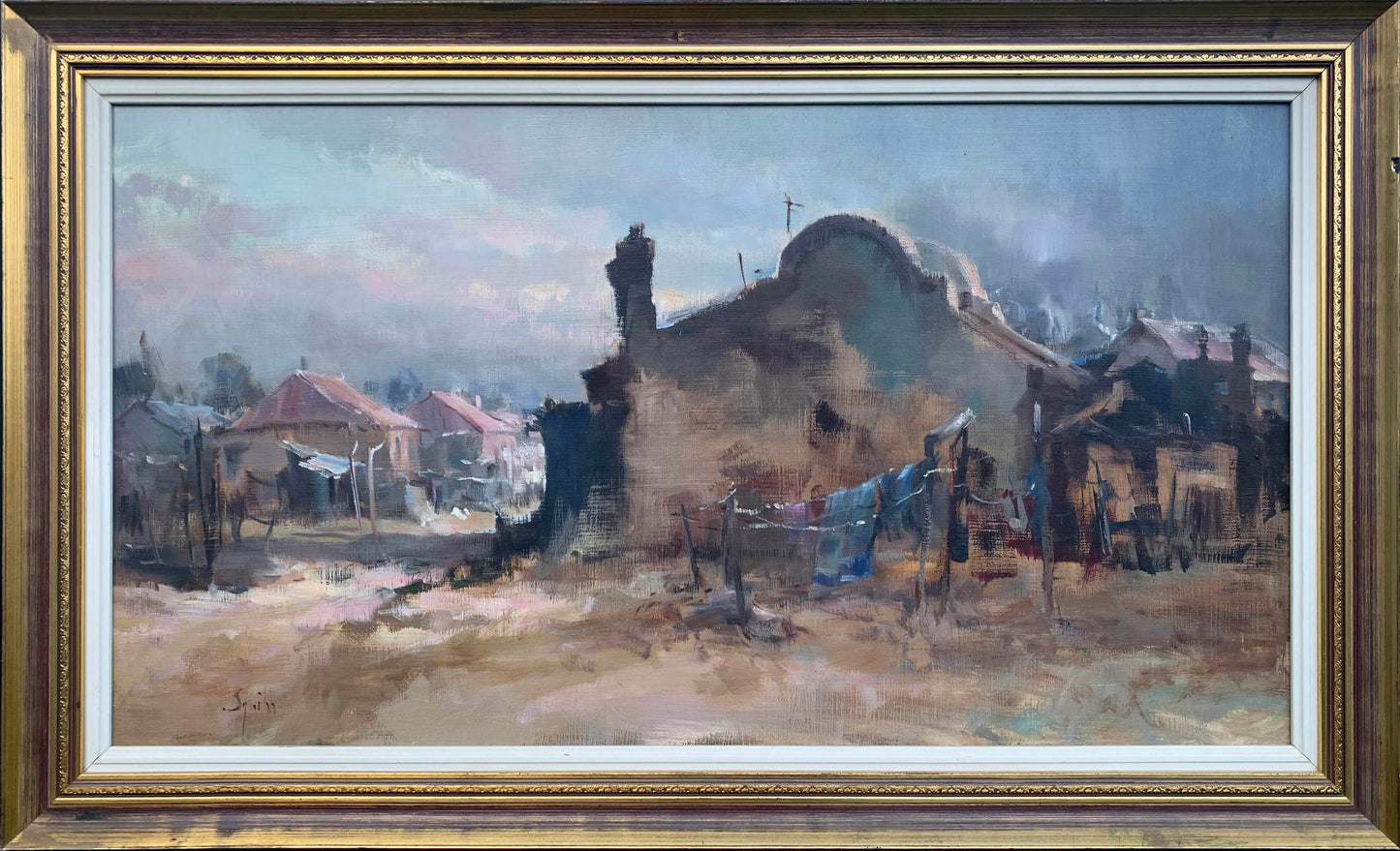 Ruth Squibb - Gritty Township Scene, 75x40cm
