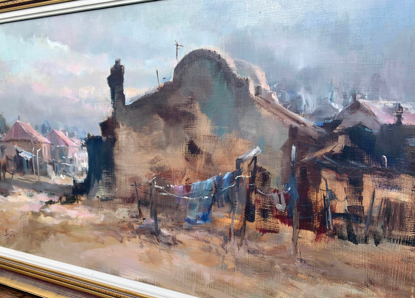 Ruth Squibb - Gritty Township Scene, 75x40cm