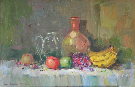 Wessel Marais - Large Still Life with fruits, 75x50cm