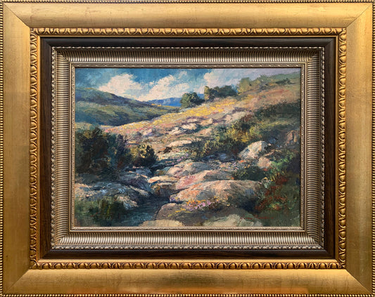 Anton Benzon - Colourful Rocky Mountain Ravine Landscape, 60x45cm