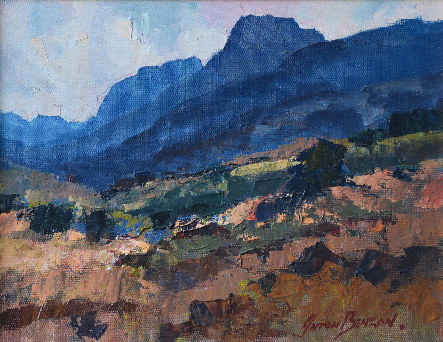 Anton Benzon - Colourful Valley Landscape, 33x20cm