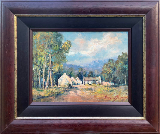 Anton Benzon - Farmhouses under blue skies, 32x24cm