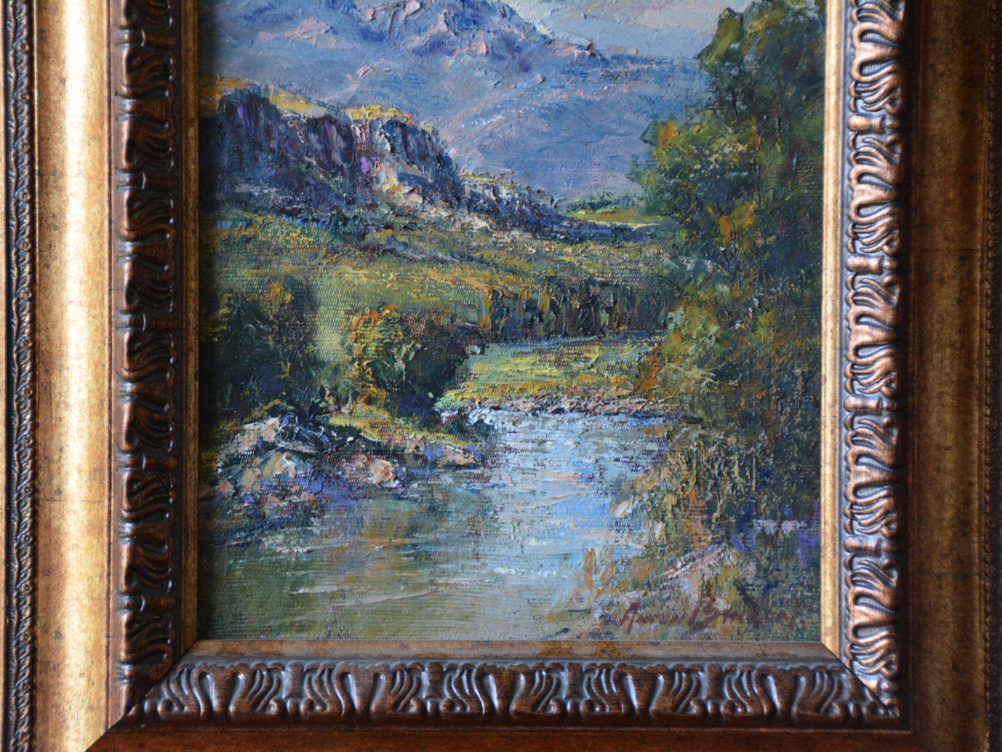 Anton Benzon - River in Mountain Landscape, 35x25cm