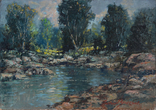 Anton Benzon - River Scene, 30x21cm